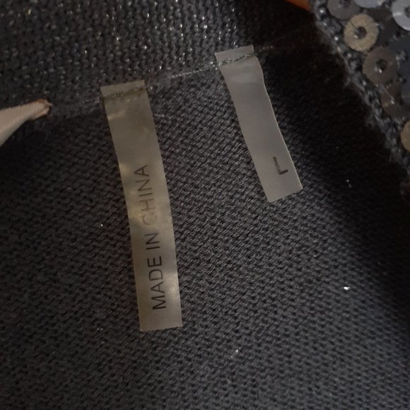 Soft Surroundings Metallic Shimmer Knit Open Cardigan Sequin Trim Gray Size L - Picture 4 of 12